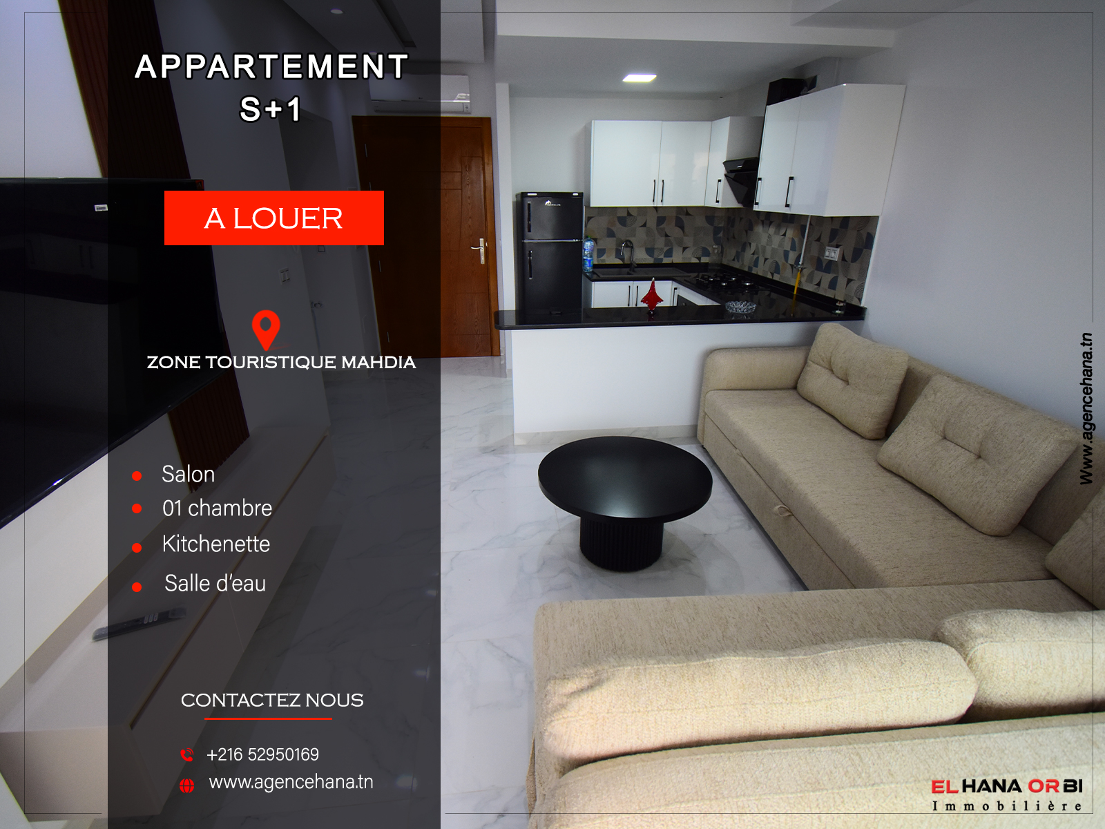 Appartement S+1 neuf en plein zone Touristique Mahdia
