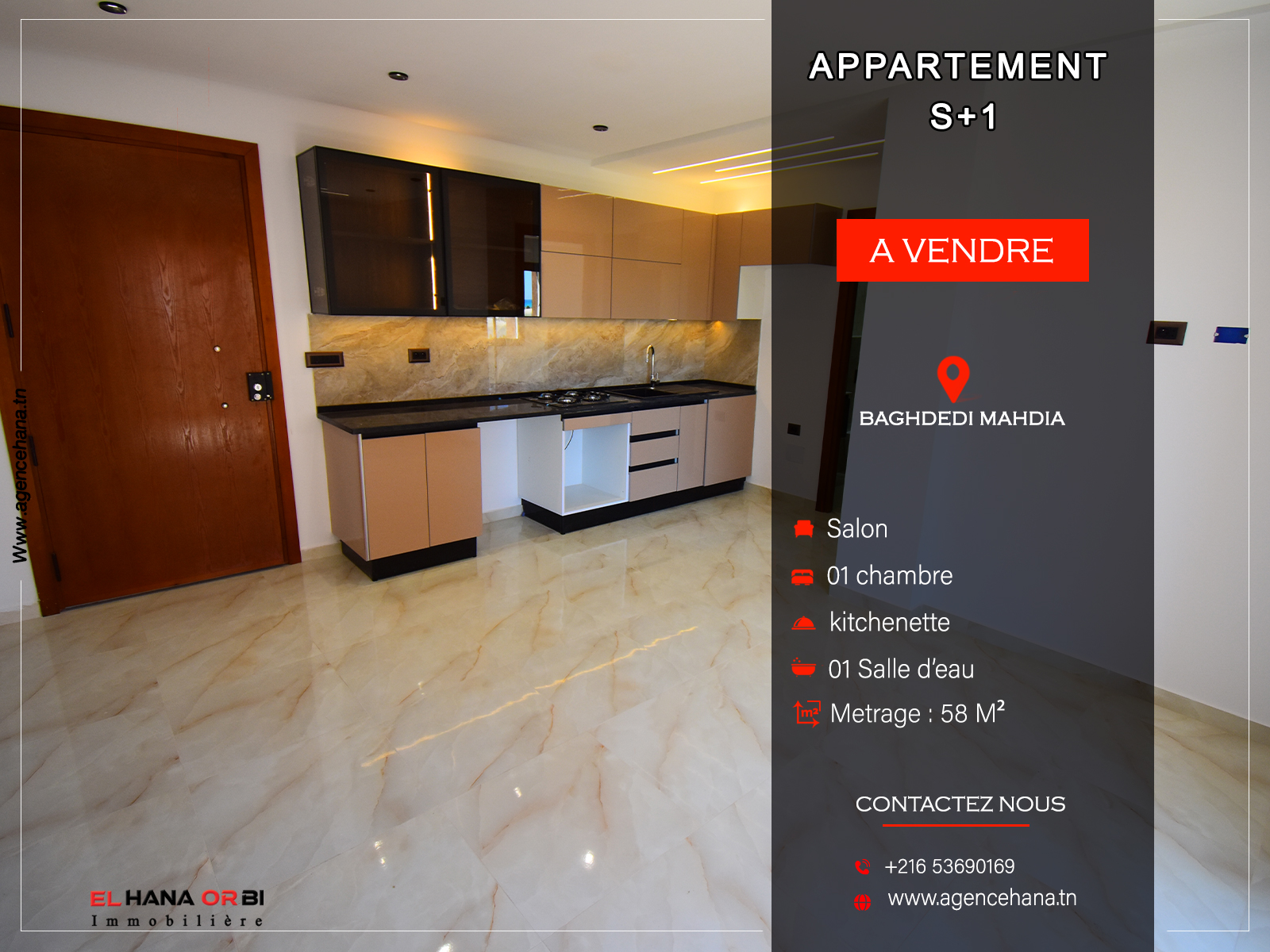 Appartement S+1 pour investissement à Baghdadi