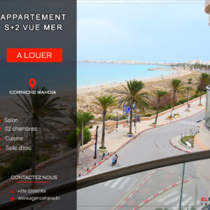 Appartement S+2 rz l’espadon vue mer pour vacances