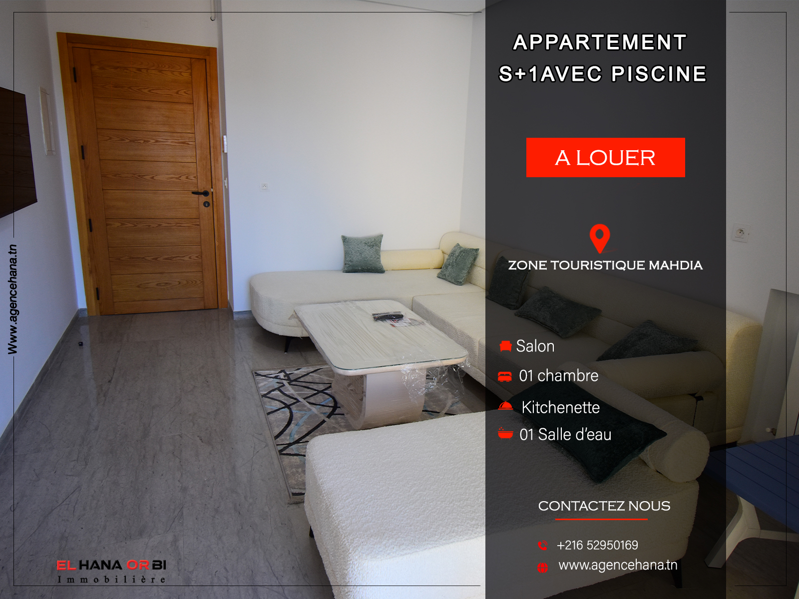 App S+1 avec piscine en plein zone touristique Mahdia