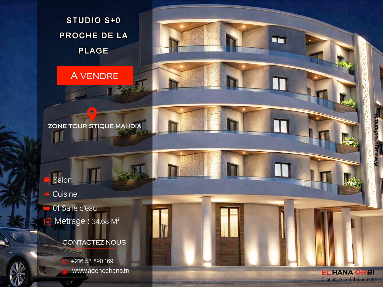 Nouveau projet sur plan, Appartement S+0 à Mahdia corniche