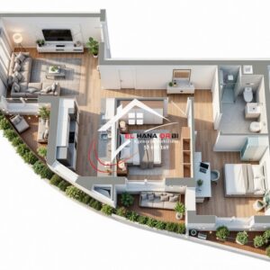 Appartement S+2 avec piscine dans un projet sur plan à Mahdia corniche