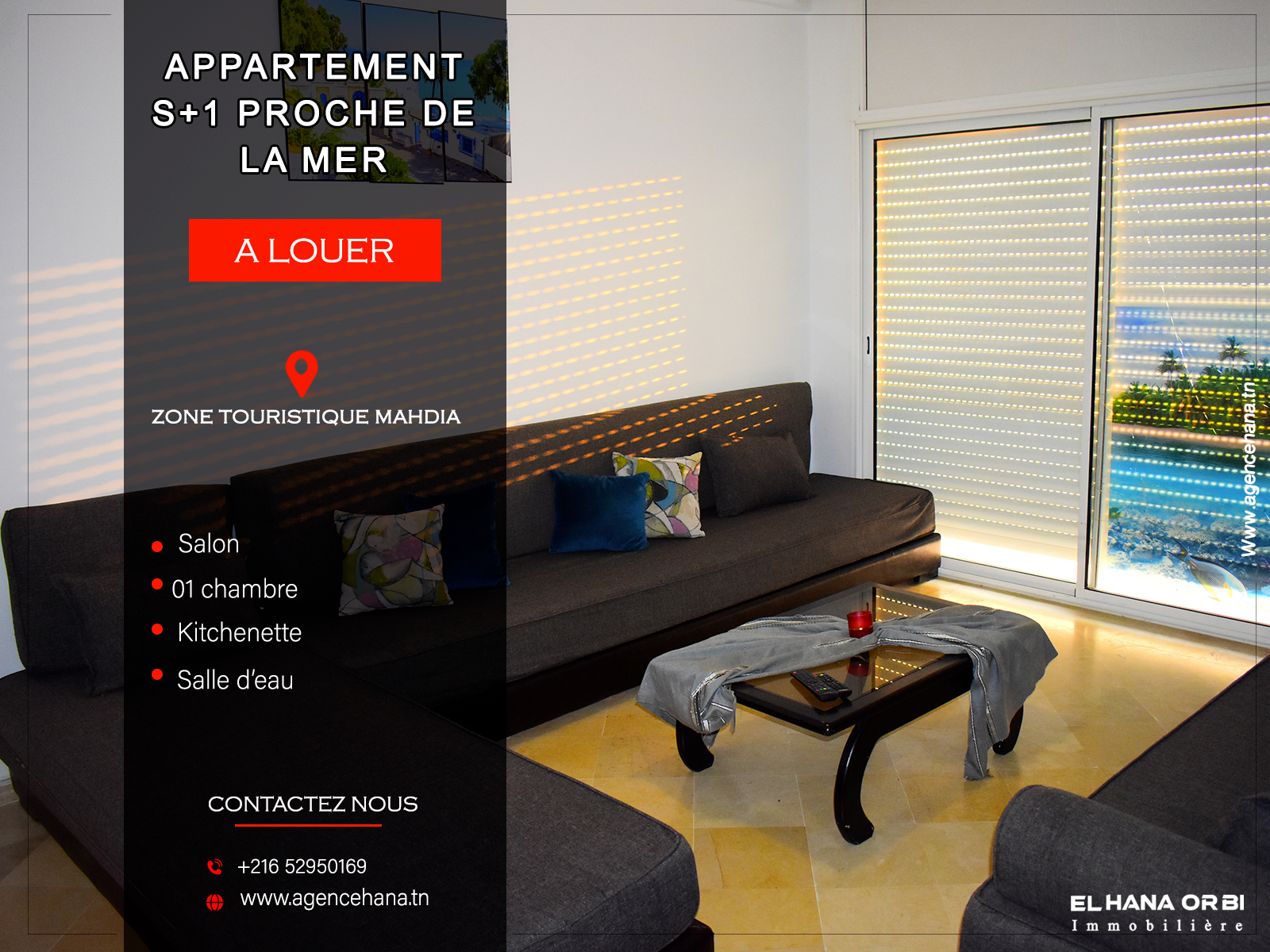 Appartement S+1 RZ les jardins à Mahdia