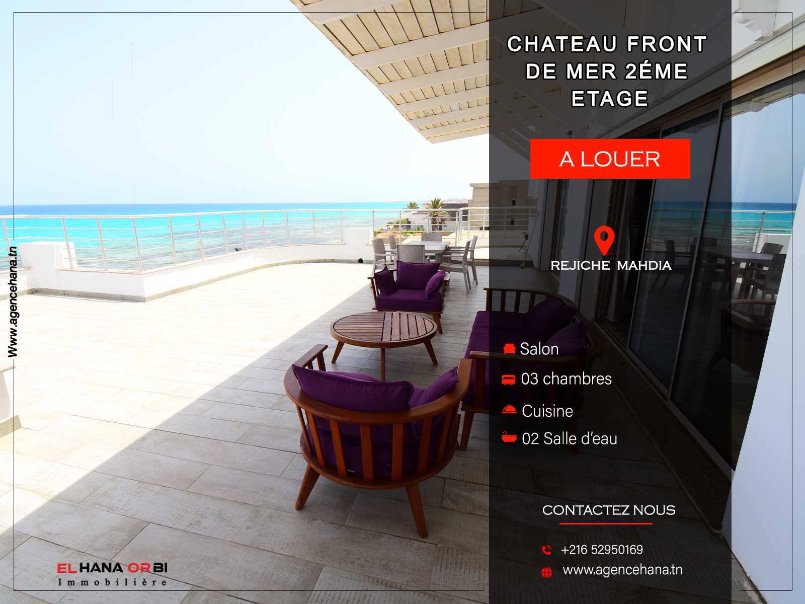 Château front de mer 2ème étage à Rejiche Mahdia