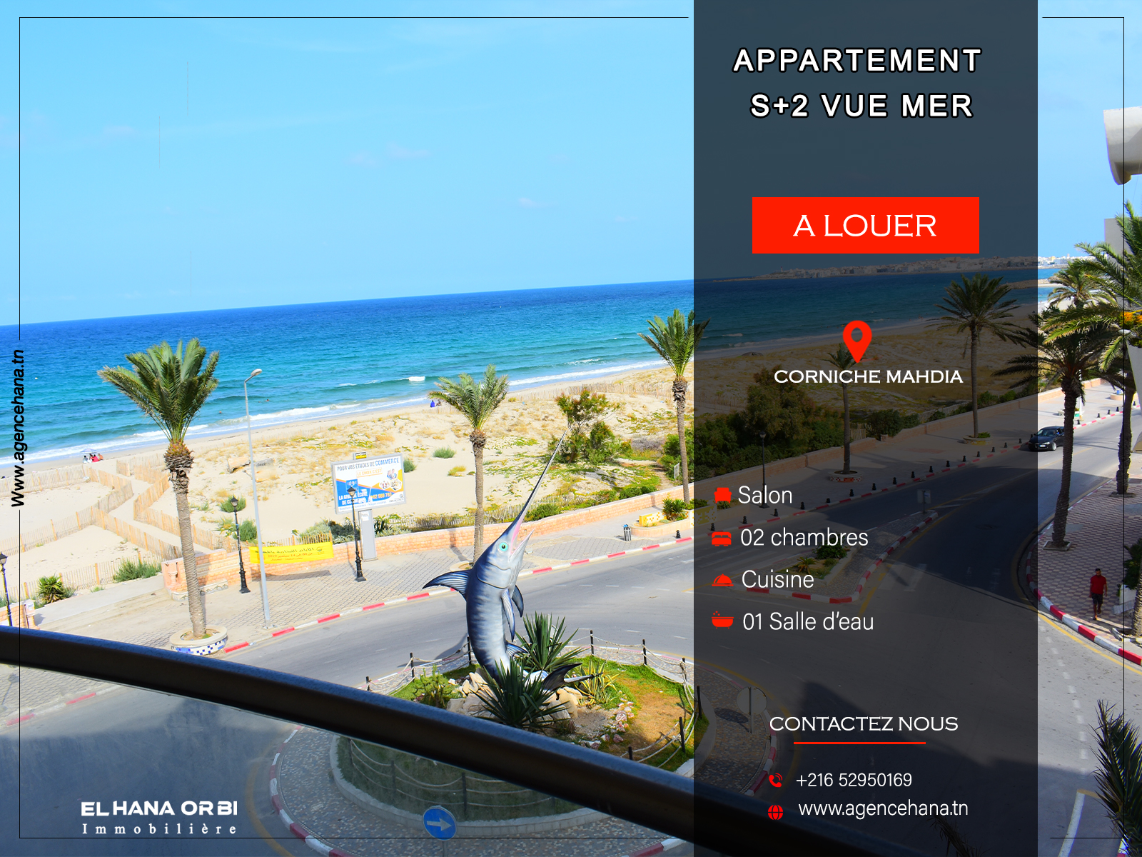 Bien S+2 Vue Mer à Corniche Mahdia