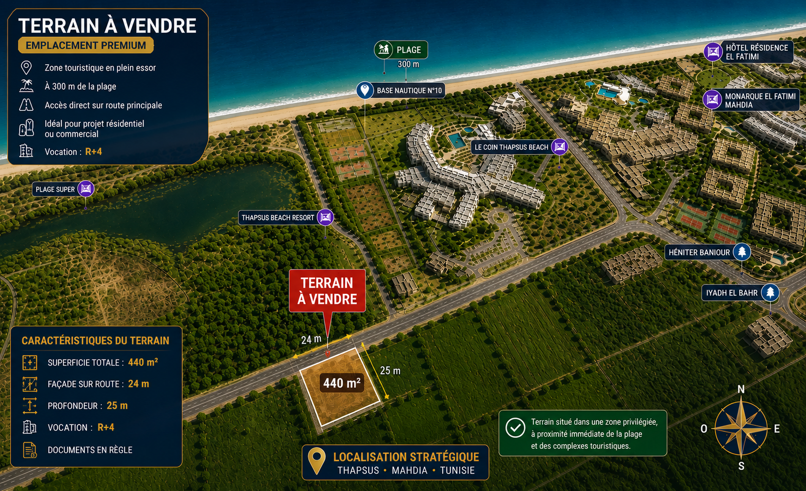 Terrain d'exception en zone touristique