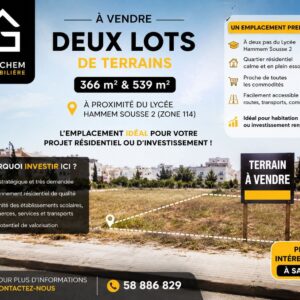 Terrain zone 114 Hammem Sousse
