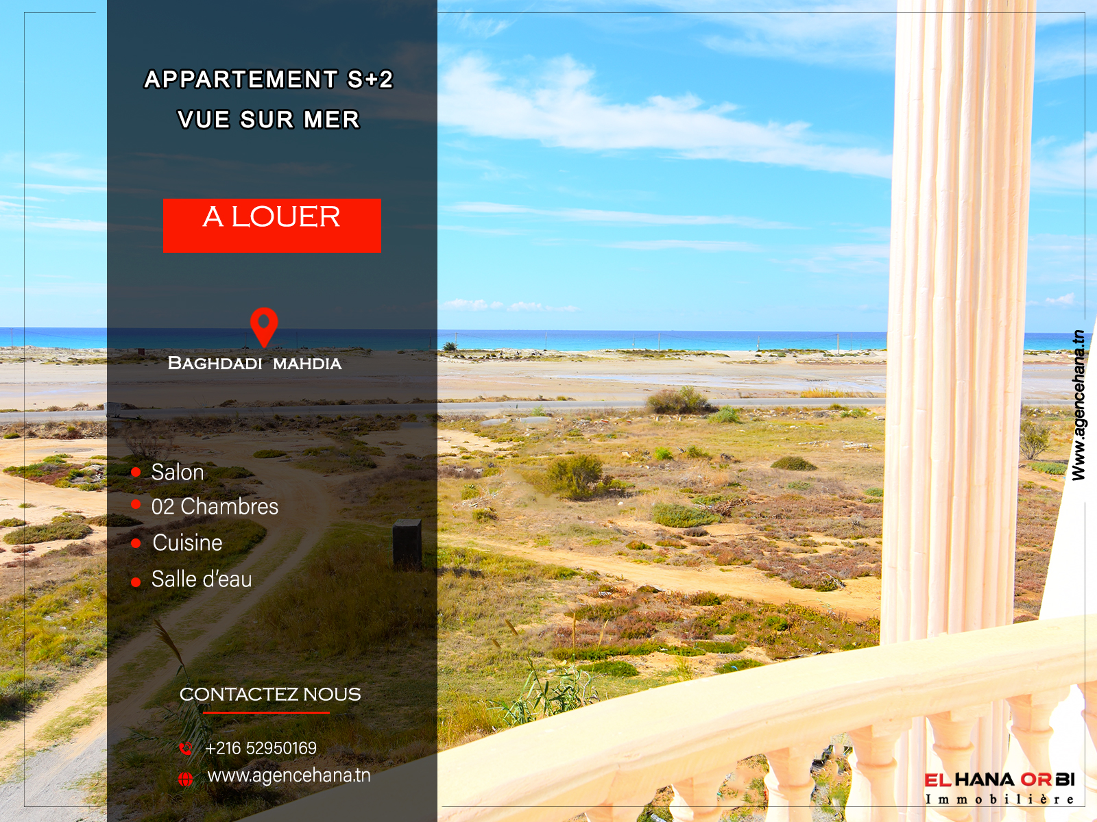 Appartement S+2 Vue sur Mer à Baghdadi