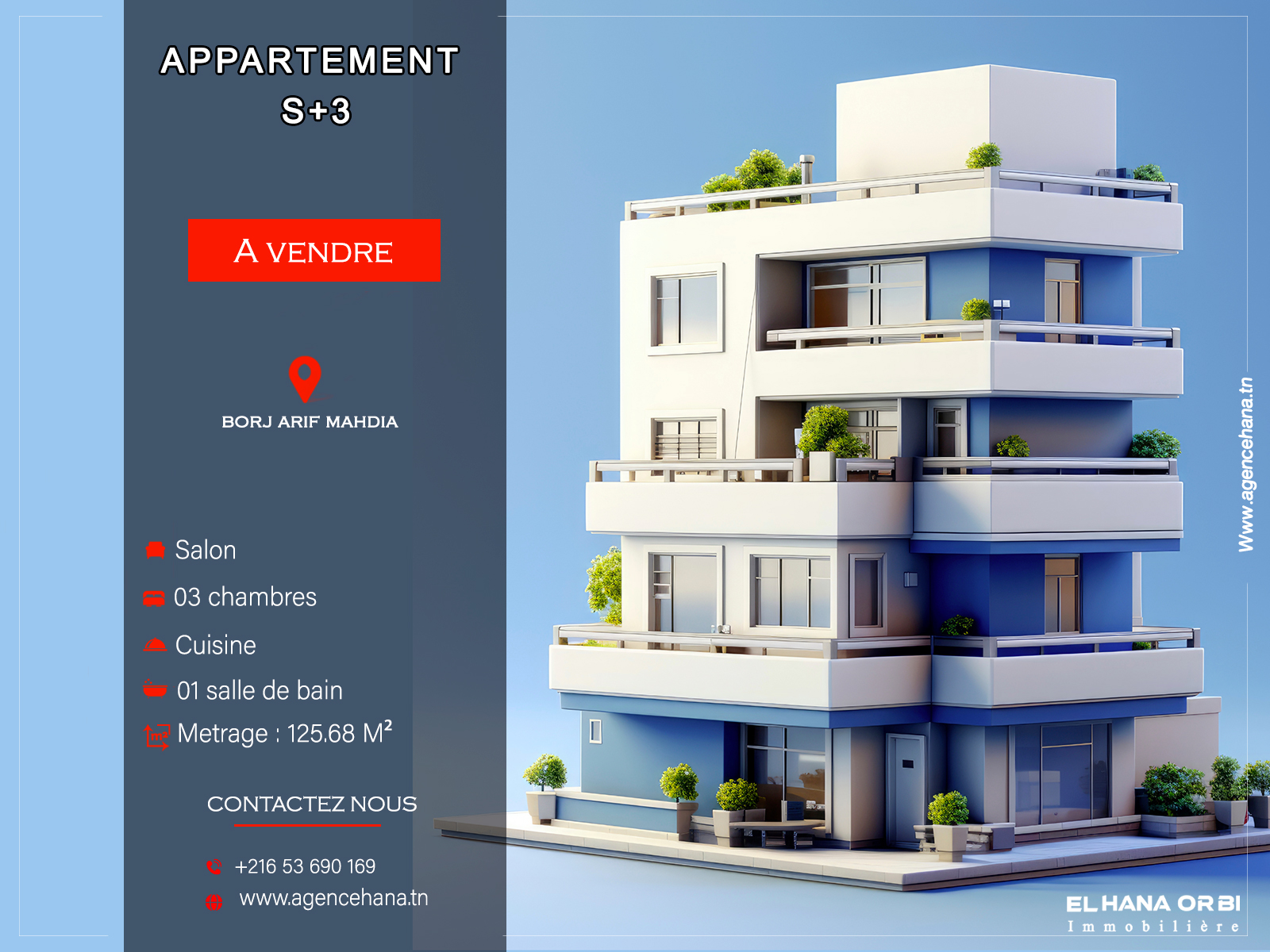 Appartements S+3 en cours de construction à Mahdia
