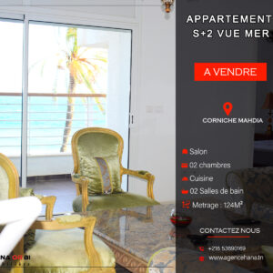 Appartement S+2 vue sur mer à Corniche Mahdia