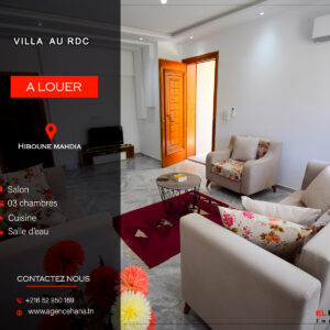 Villa au RDC pour vacances à Mahdia