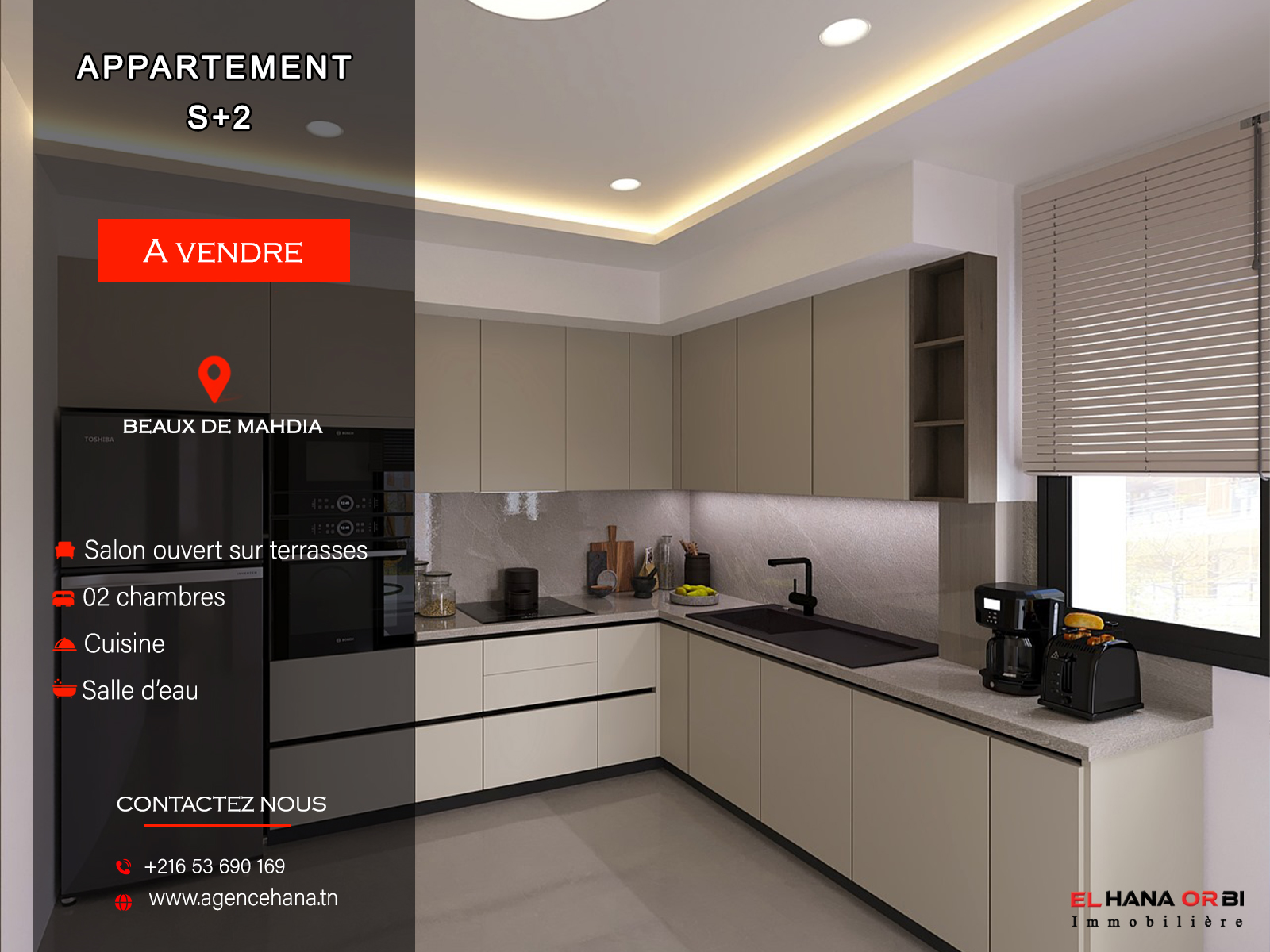 S+2 Haut Standing aux Beaux de Mahdia
