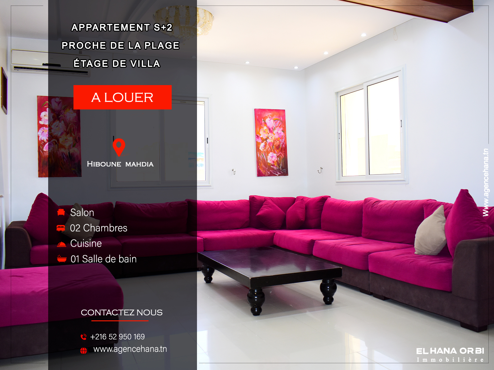 Étage de villa à côté hôtel el Mahdia à hiboune Mahdia