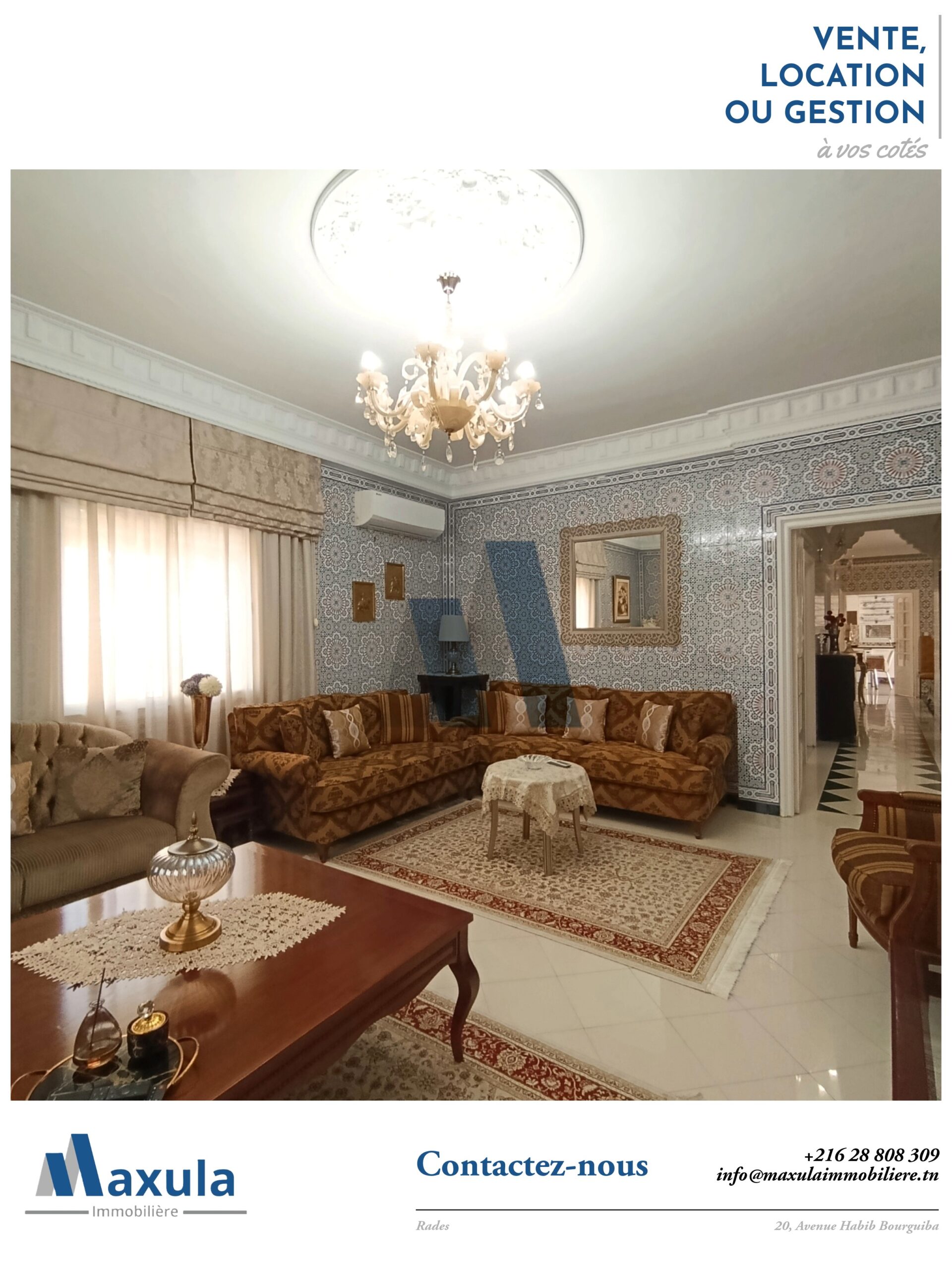SUPERBE VILLA S+5 DE PLAIN PIED À RADES VILLE