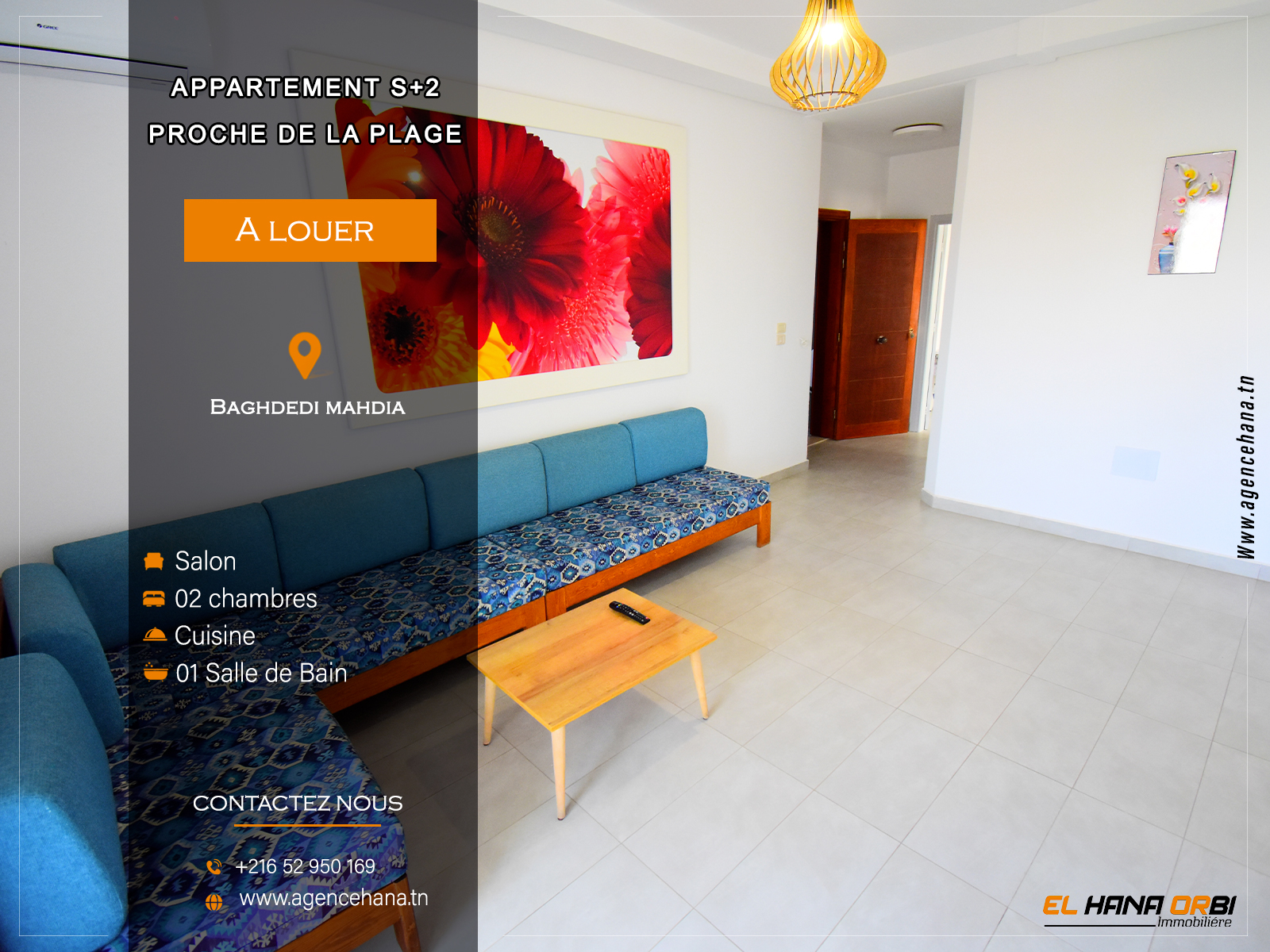 Appartement S+2 à la Résidence El Ons Baghdedi