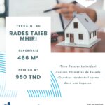 TERRAIN CLÔTURÉ DE 466M² à RADES CITÉ TAIEB MHIRI