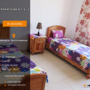 Appartement S+2 en plein centre-ville de Monastir