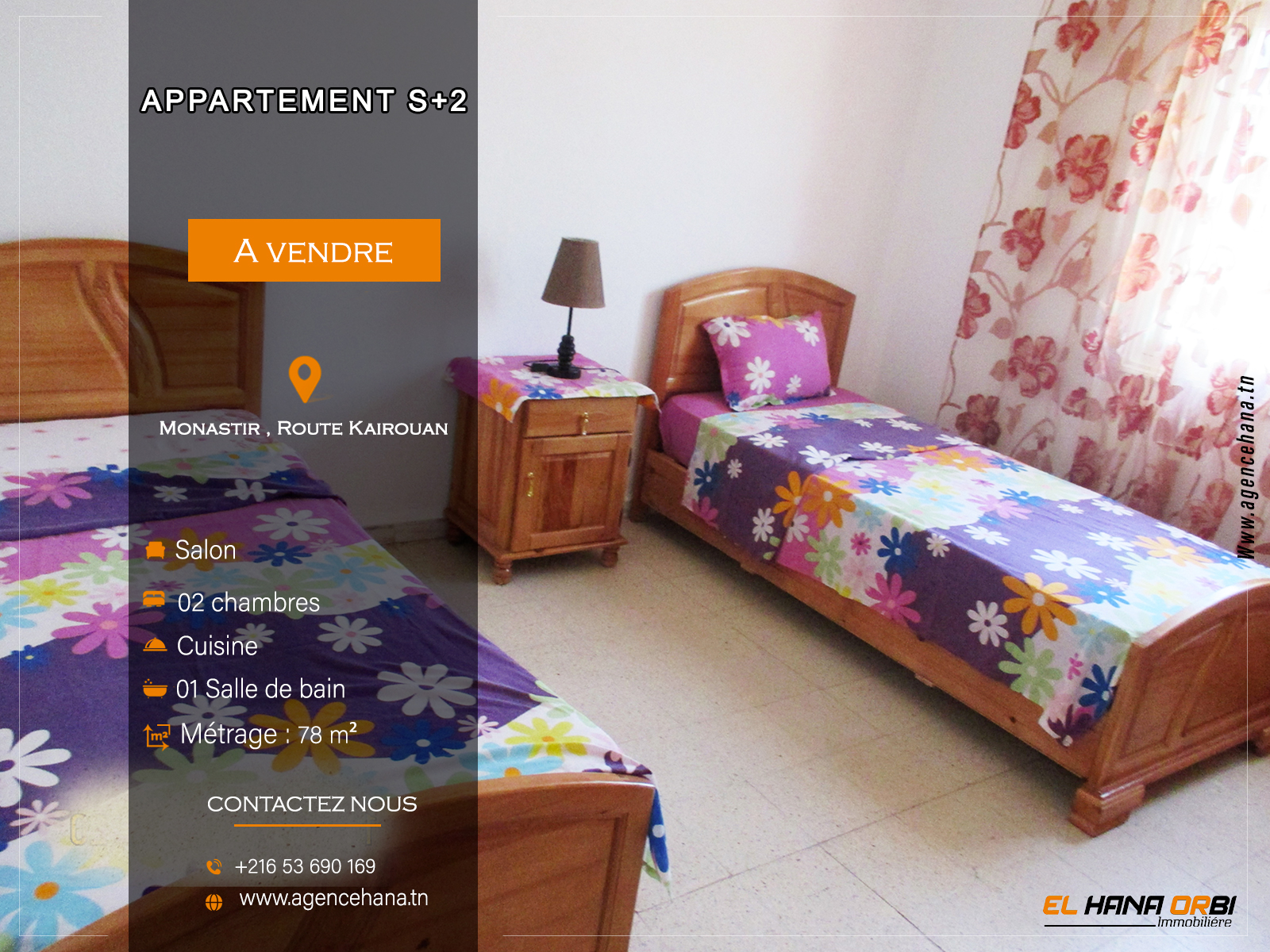 Appartement S+2 en plein centre-ville de Monastir