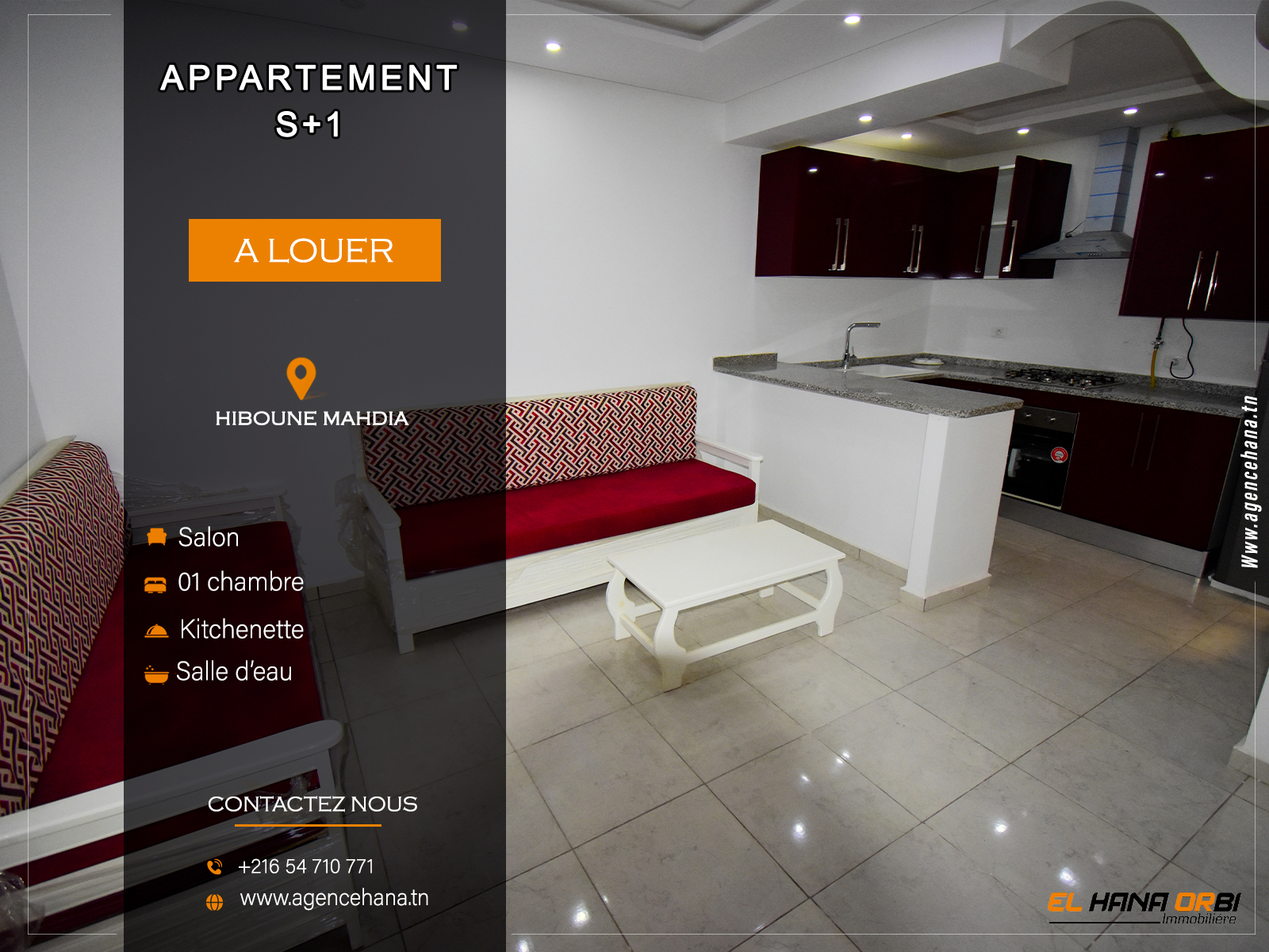 Studio S+1 à Hiboune Mahdia