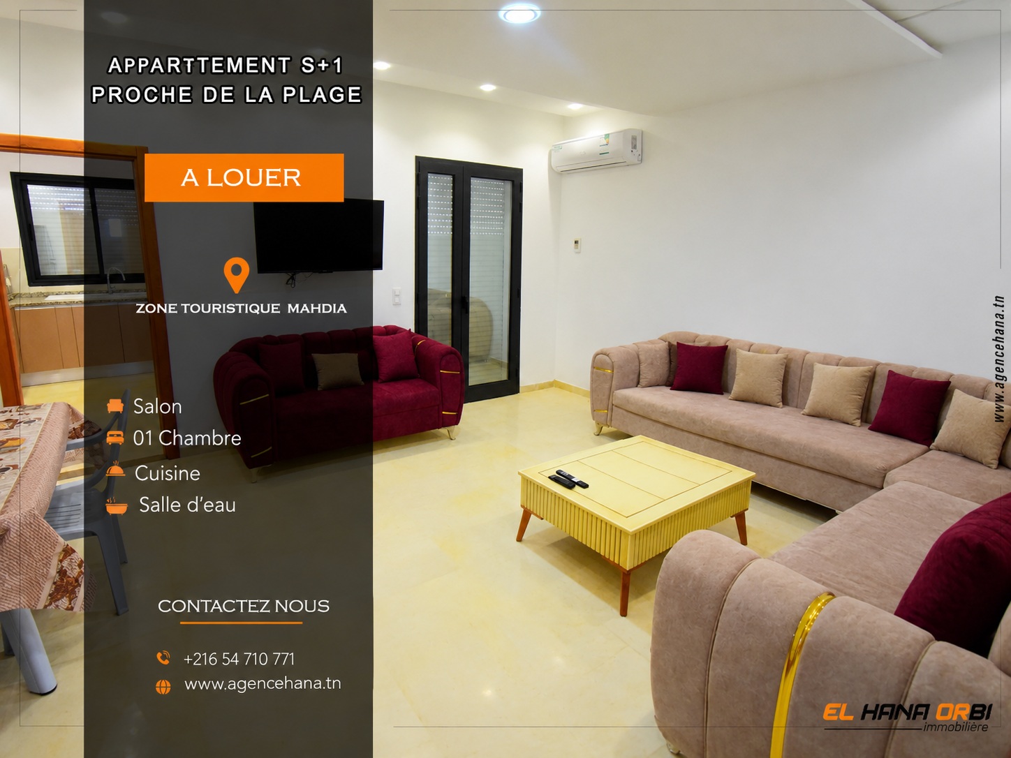 Appartement s+1 proche de la plage à Mahdia