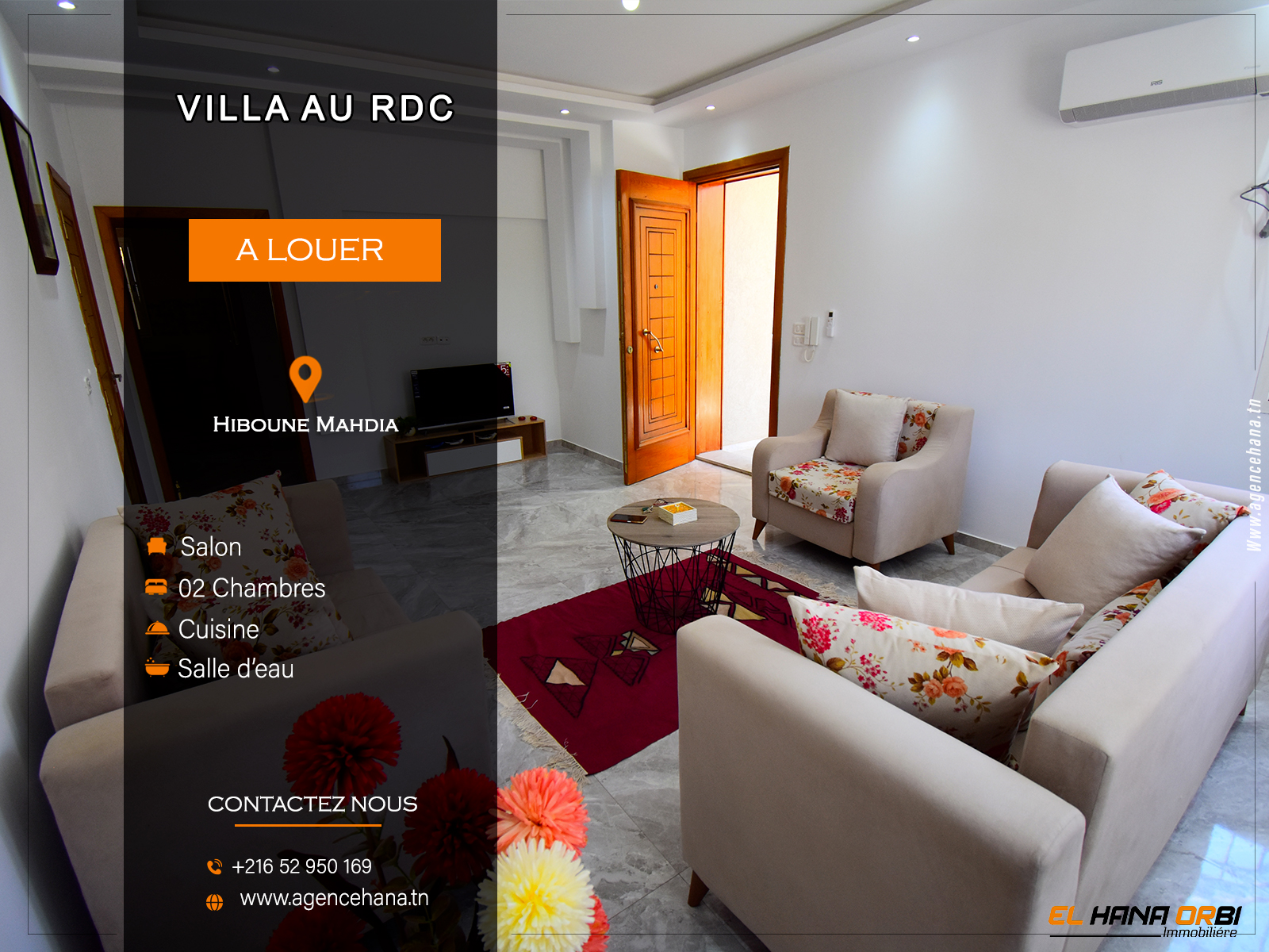 Villa au RDC pour toute l'année à Hiboune Mahdia